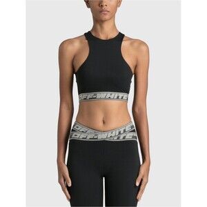 Off-White Black High-Neck Logo-Band Crop Sports Bra size 40 Italian /XS